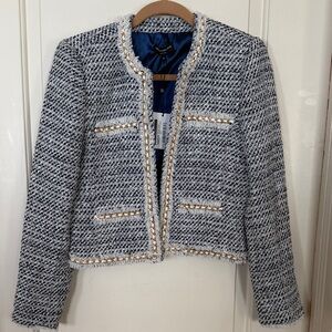 Generation Love Serena Tweed Jacket White/Indigo Size M NWT